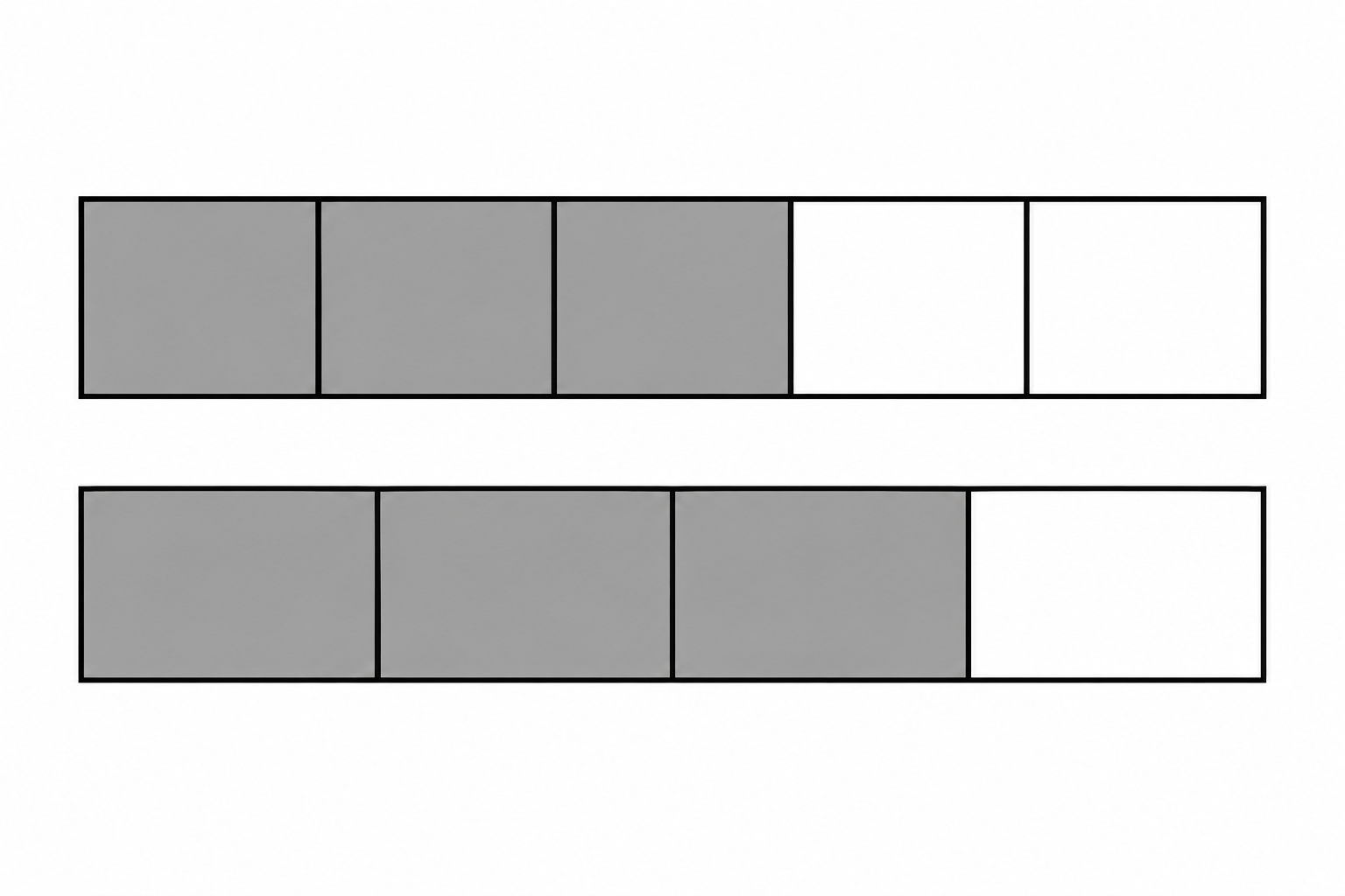 Diagram for question 9: The diagram shows two shaded fractional amounts. What is the total shaded amount?