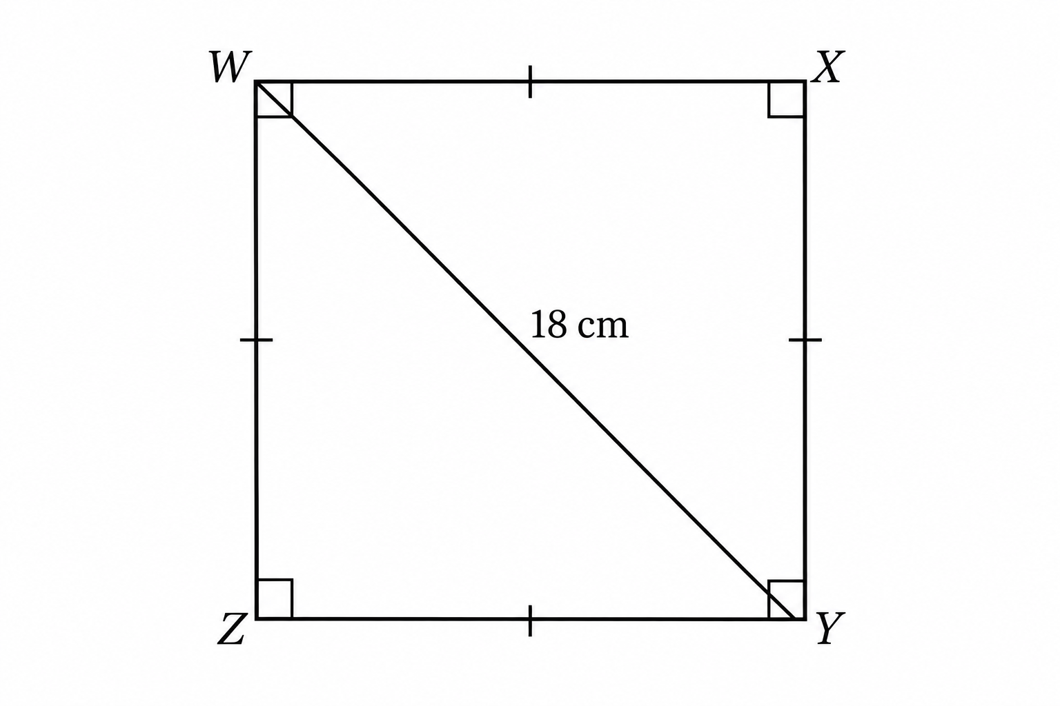 Diagram for question 10: The figure shows a square. What is its area?