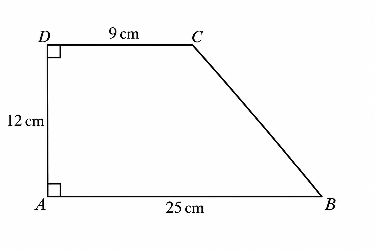 Diagram for question 9: What is the perimeter of trapezium ABCD shown in the figure?