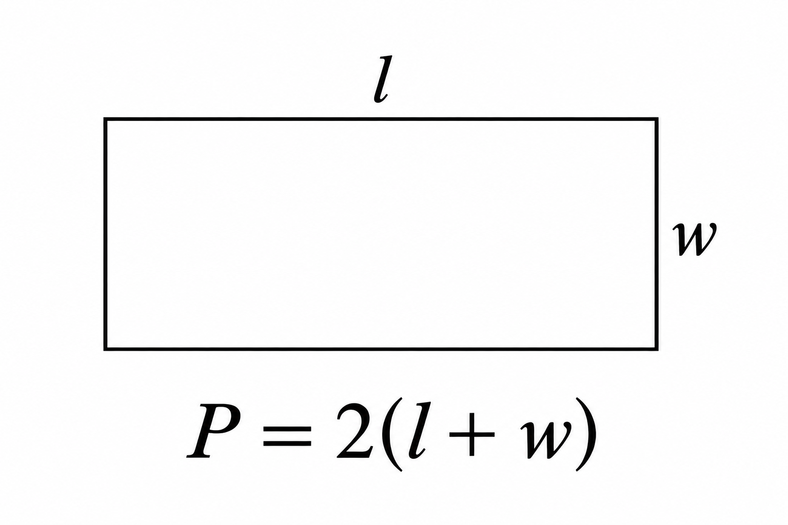 Diagram for question 9: The diagram shows a rectangle and its perimeter formula. Which formula makes the width w the subject?