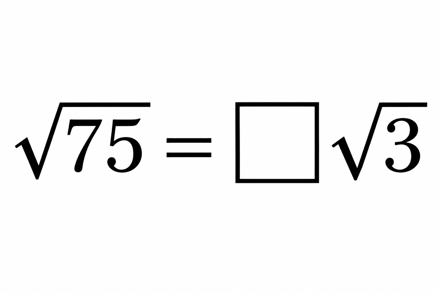 Diagram for question 9: The figure shows a surd simplification with an empty box. Which number belongs in the box?